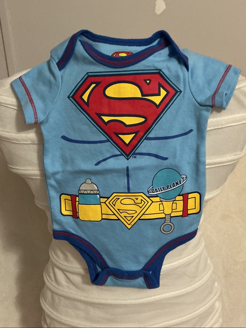 DC Comics Superman Light Blue Onesie with Red and Yellow Logo